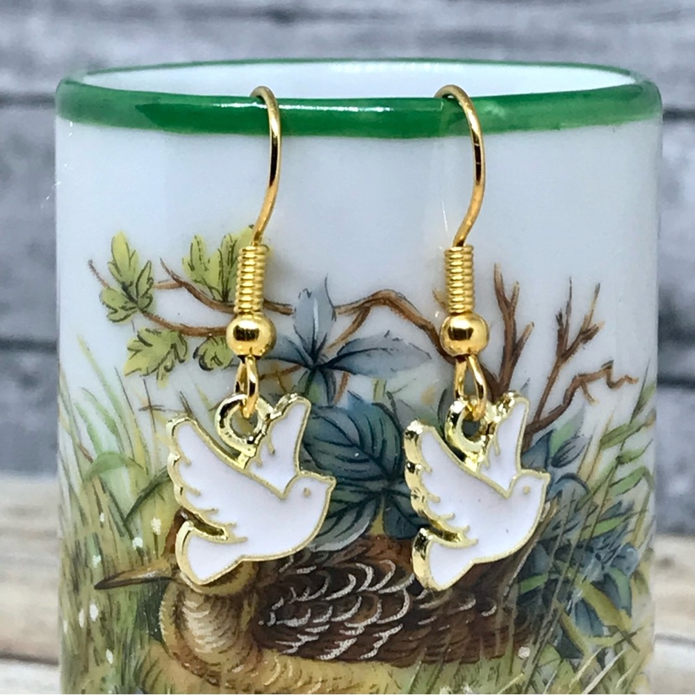Dove Bird Animal Hook Earrings